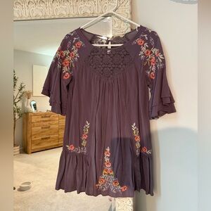 Embroidered Purple Women's Dress